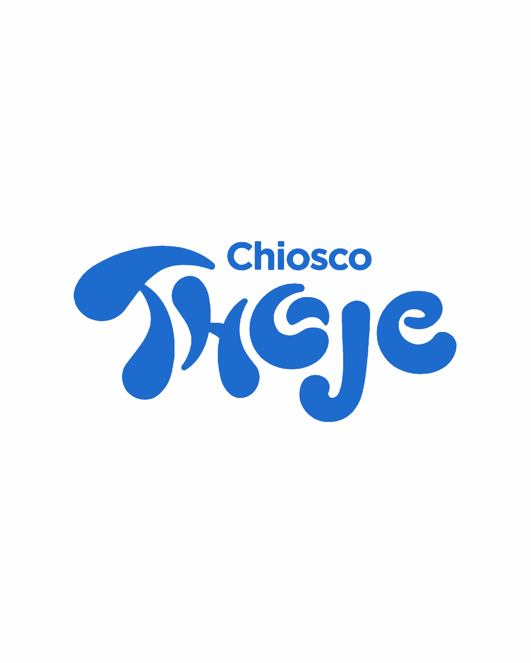 Logo Chiosco Thoje con lettering blu dalle forme morbide