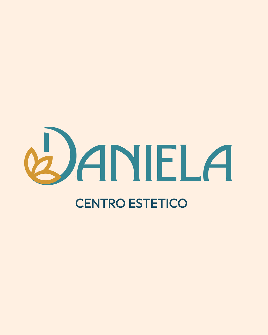 Logo esteso Daniela Centro Estetico in turchese e oro